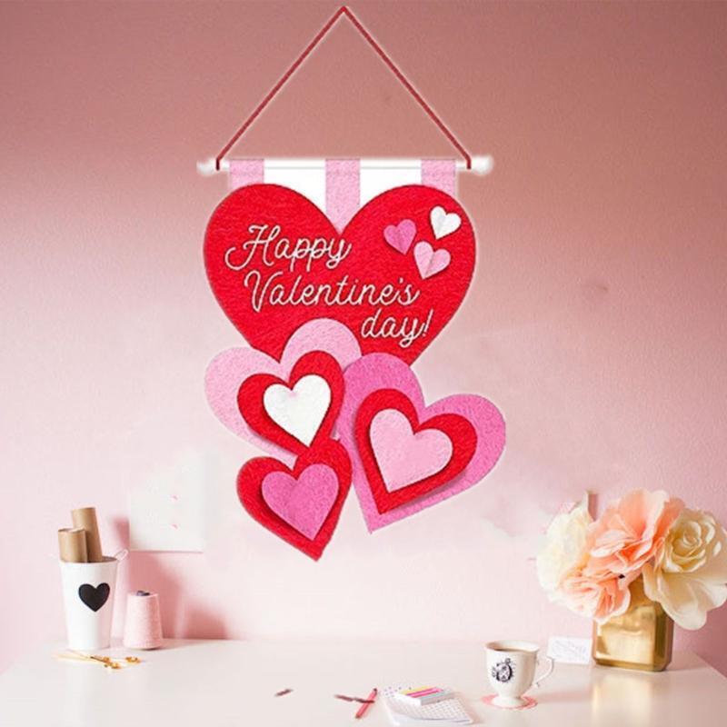 Happy Valentine's Day Door Hanging Sign Love Heart Ornament Home Party Decors