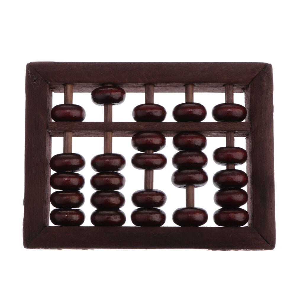 Chinese Wooden Bead 5 Rods Arithmetic Abacus  Collectible