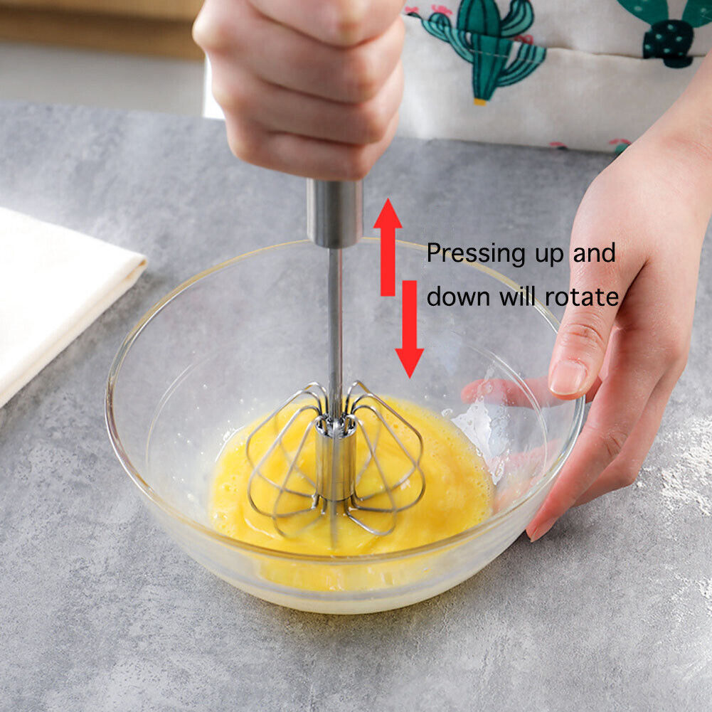 Handheld Egg Stirrer Semi-Automatic Stainless Steel Baking Mixer (A 10in)