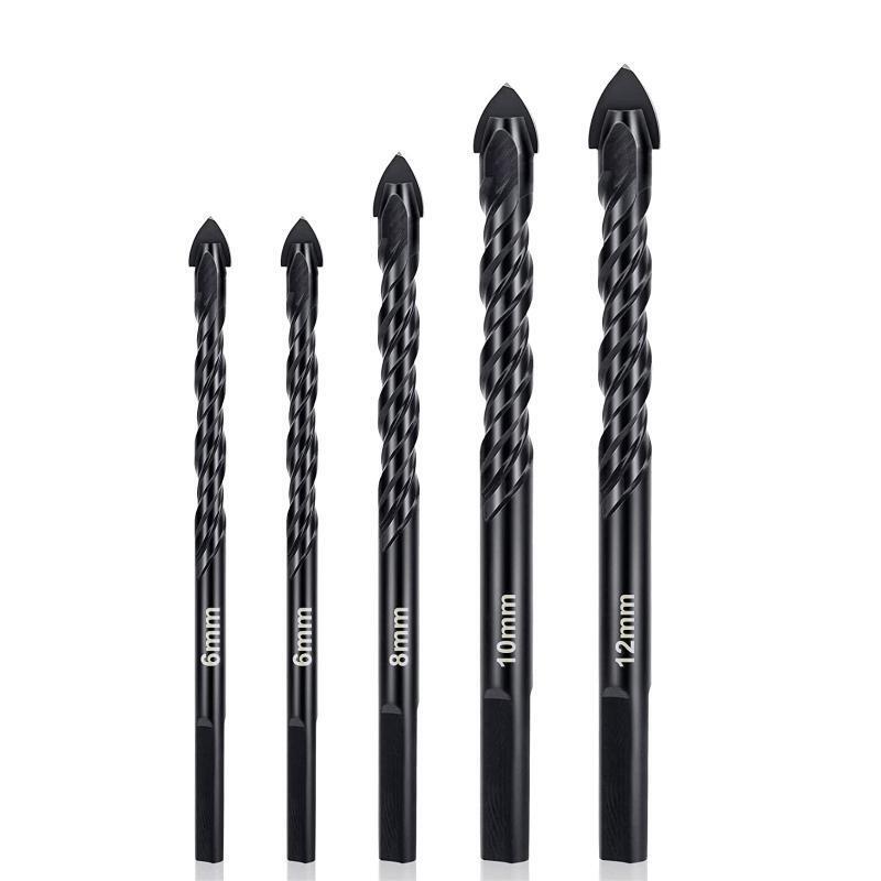 5pcs Masonry Drill Bits Stone Drilling Set Size 6 8 10 12mm Power Tool Accessory