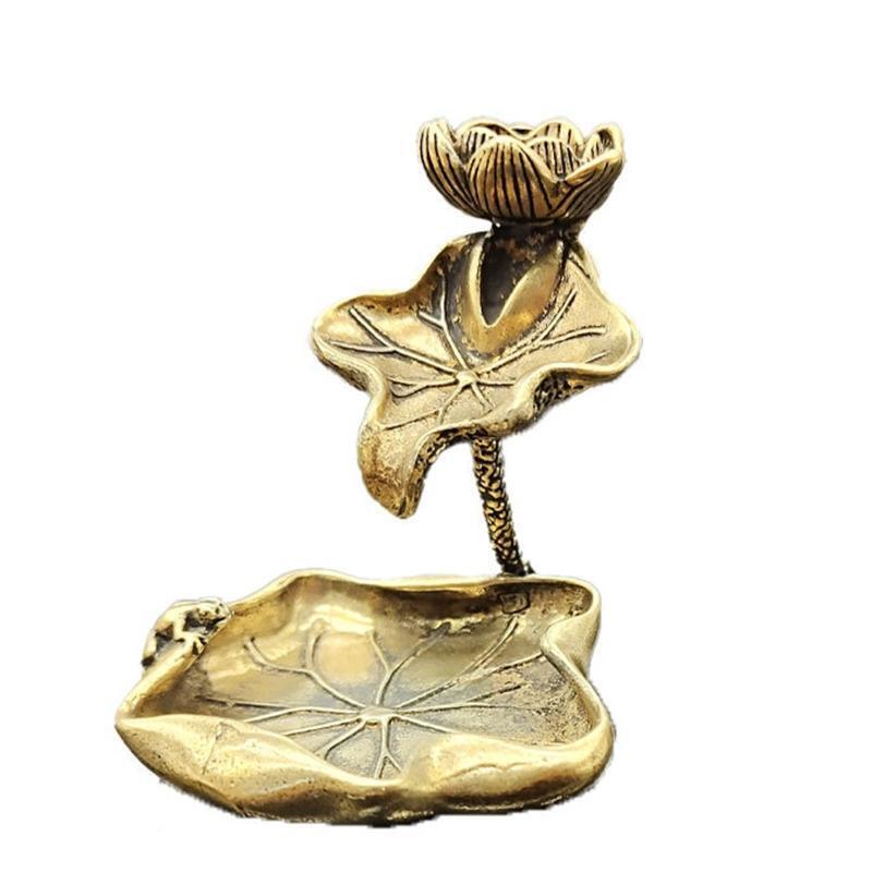 Brass Lotus Ornament Incense Burner Double Layer Pond Back Flow Incense Holder