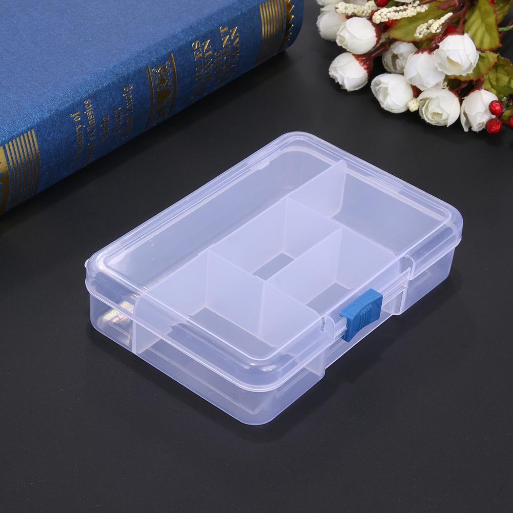 5 Compartments Storage Box w/ Adjustable Dividers and Clip Lock Lid(White)