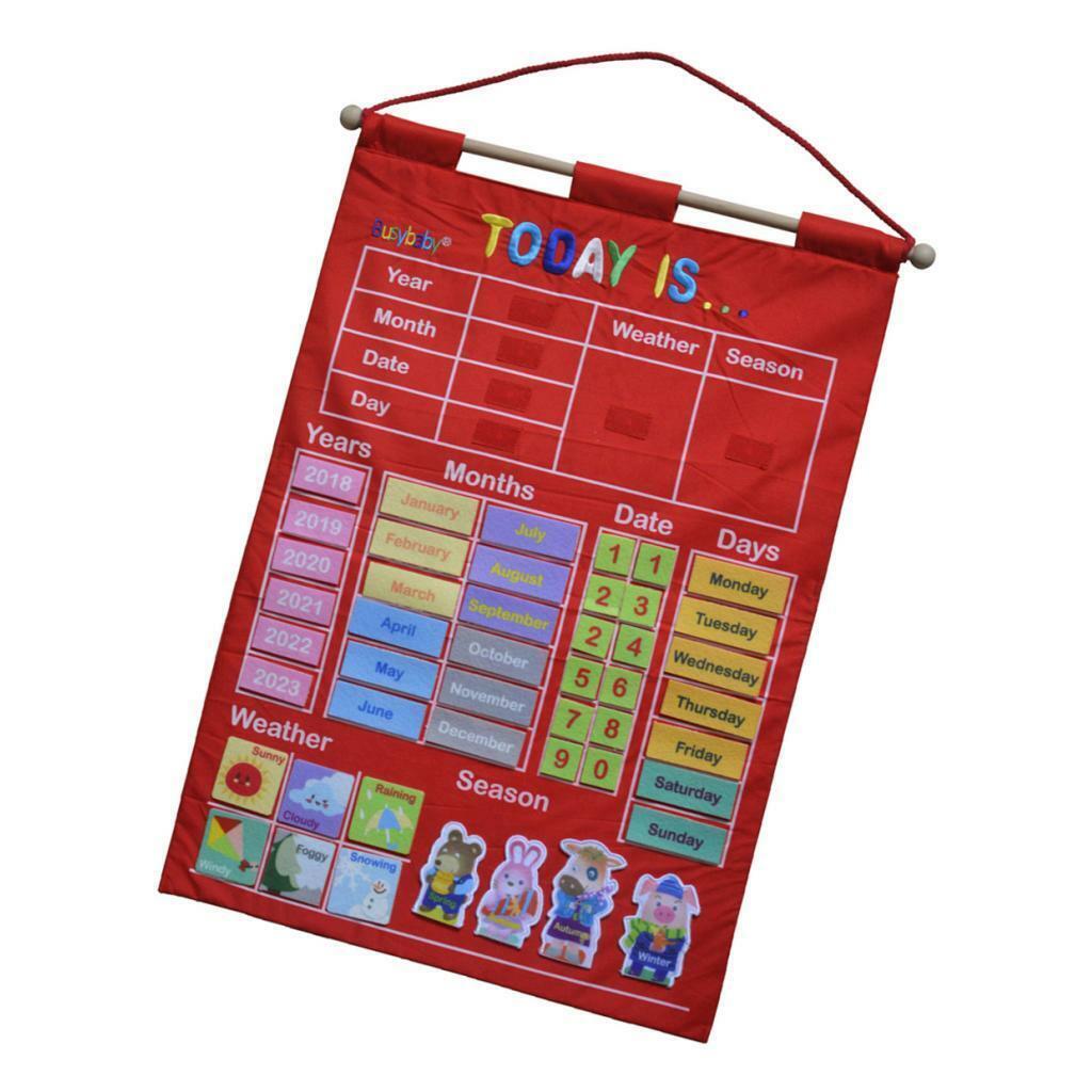 RED My Calendar Wall Hanging Great for Kids Learning Letter Days Daily Activity