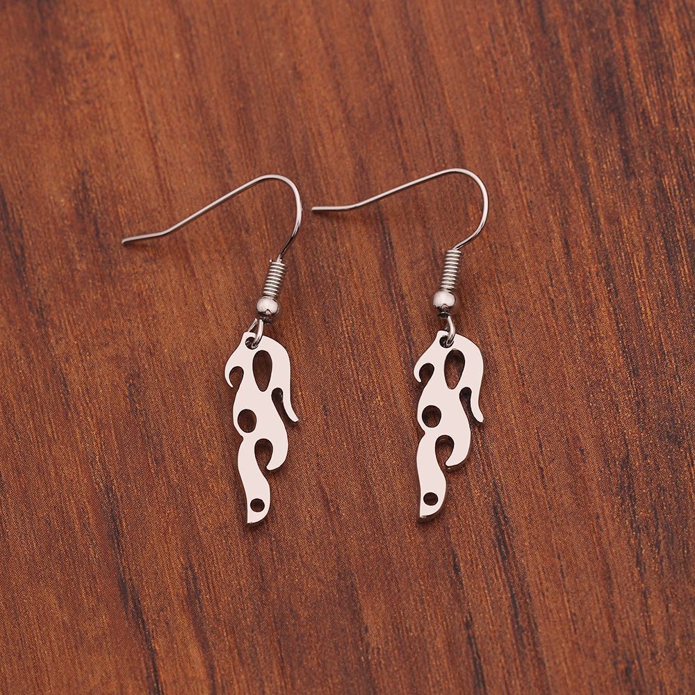 Women Men Streetwear Jewelry Hook Fire Flame Earrings Wave Sun Dangle Stud Drop