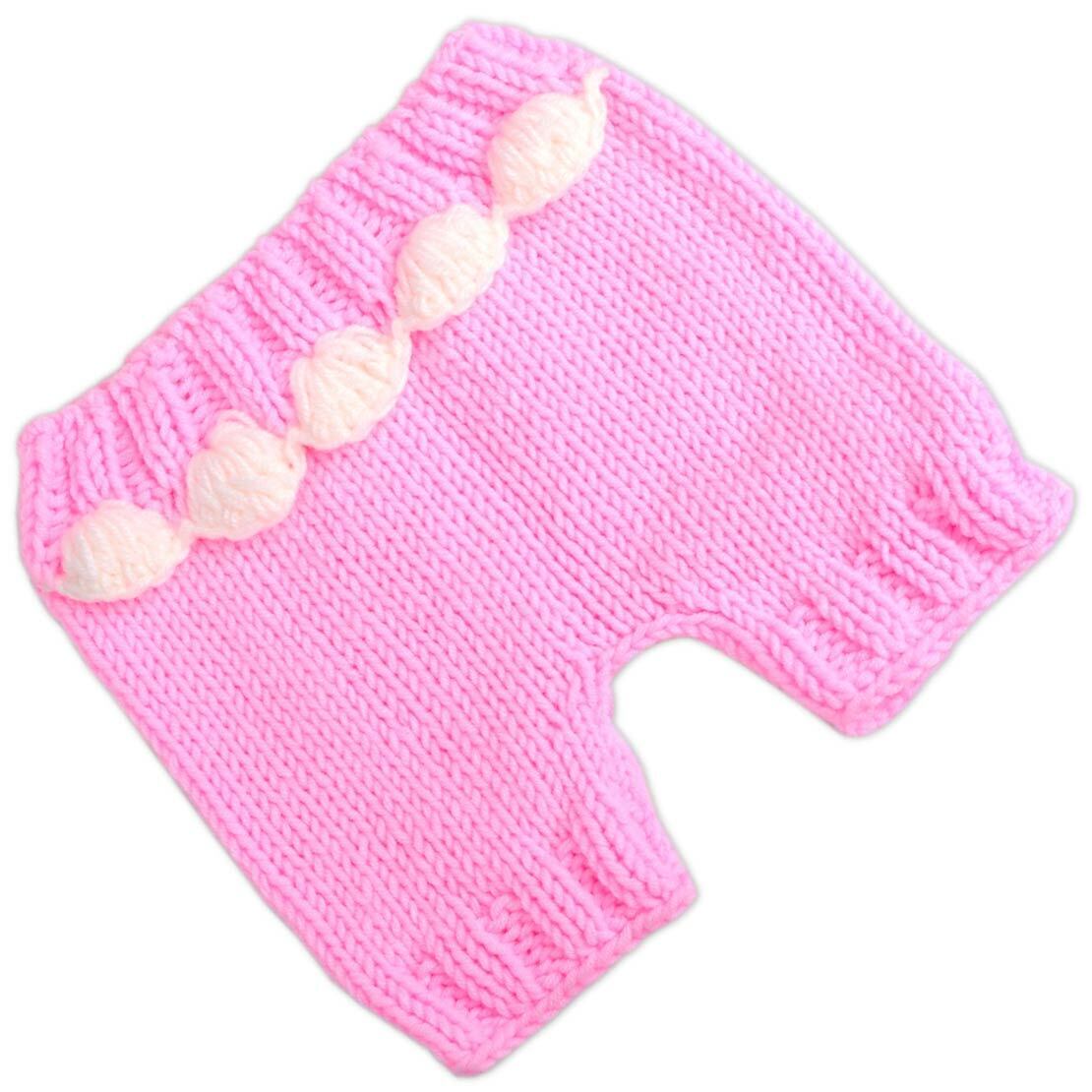 Newborn Infant Baby Girl Pink Knit Crochet Hat Pants Photography Photo Props Li