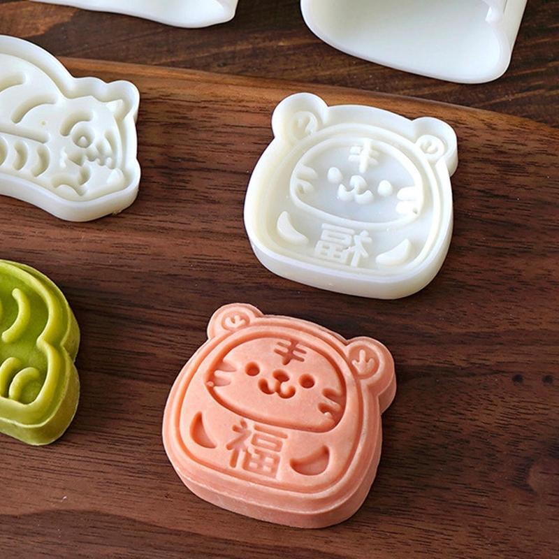 Tiger Shaped Stamps Moon Cake Moulds for Mid-Autumn Festival DIY Baking Mooncake