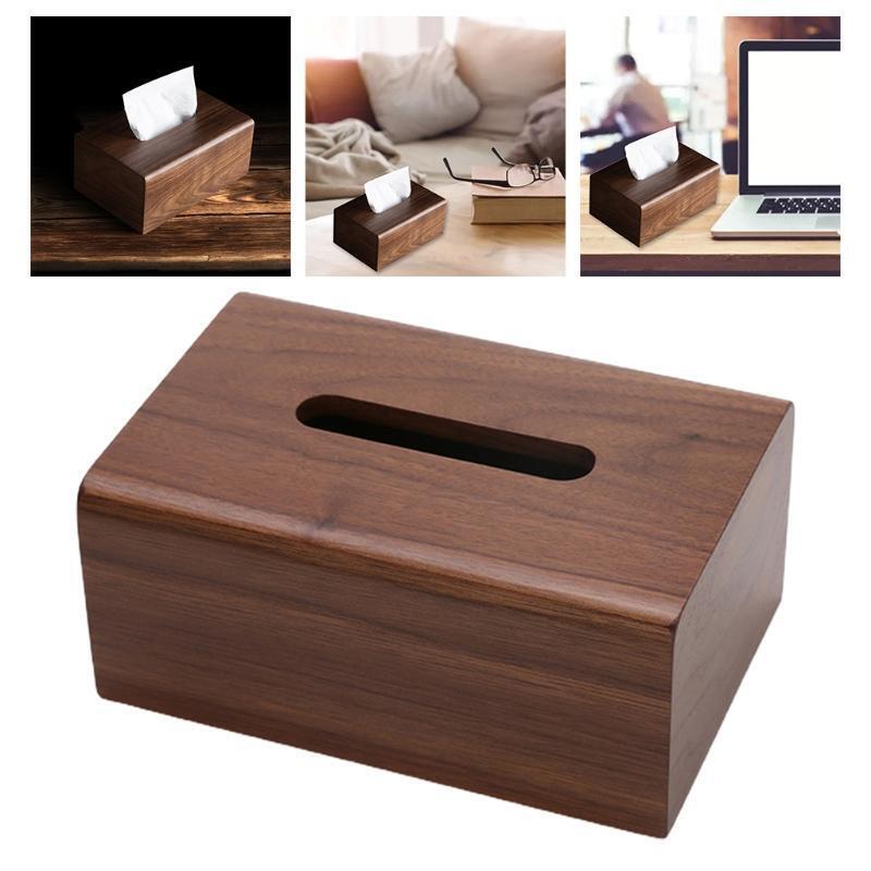 Walnut Tissue Box with Removable Lid Luxury Wooden Paper Holder Napkins Case
