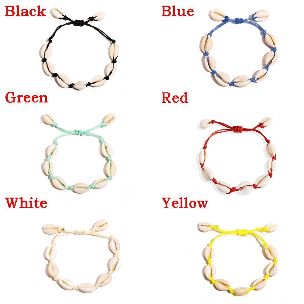 Summer Beach Adjustable Handmade Braided Shell Bracelet Foot Chain Cowrie Ankle