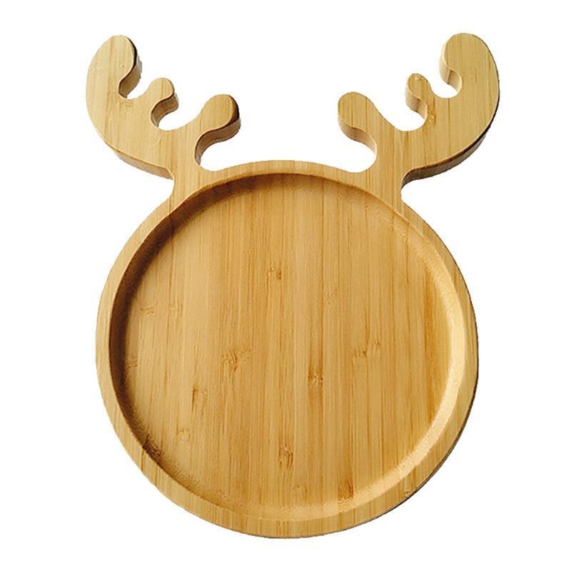 Wooden Deer Shape Refreshment Tray Fruit Tray Dessert Snack Plate Japanese Style