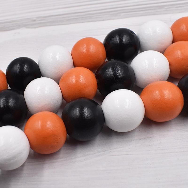10x Tree Ornament Halloween Ghost Spider Skeleton Hang Pendant Wood Bead Garland