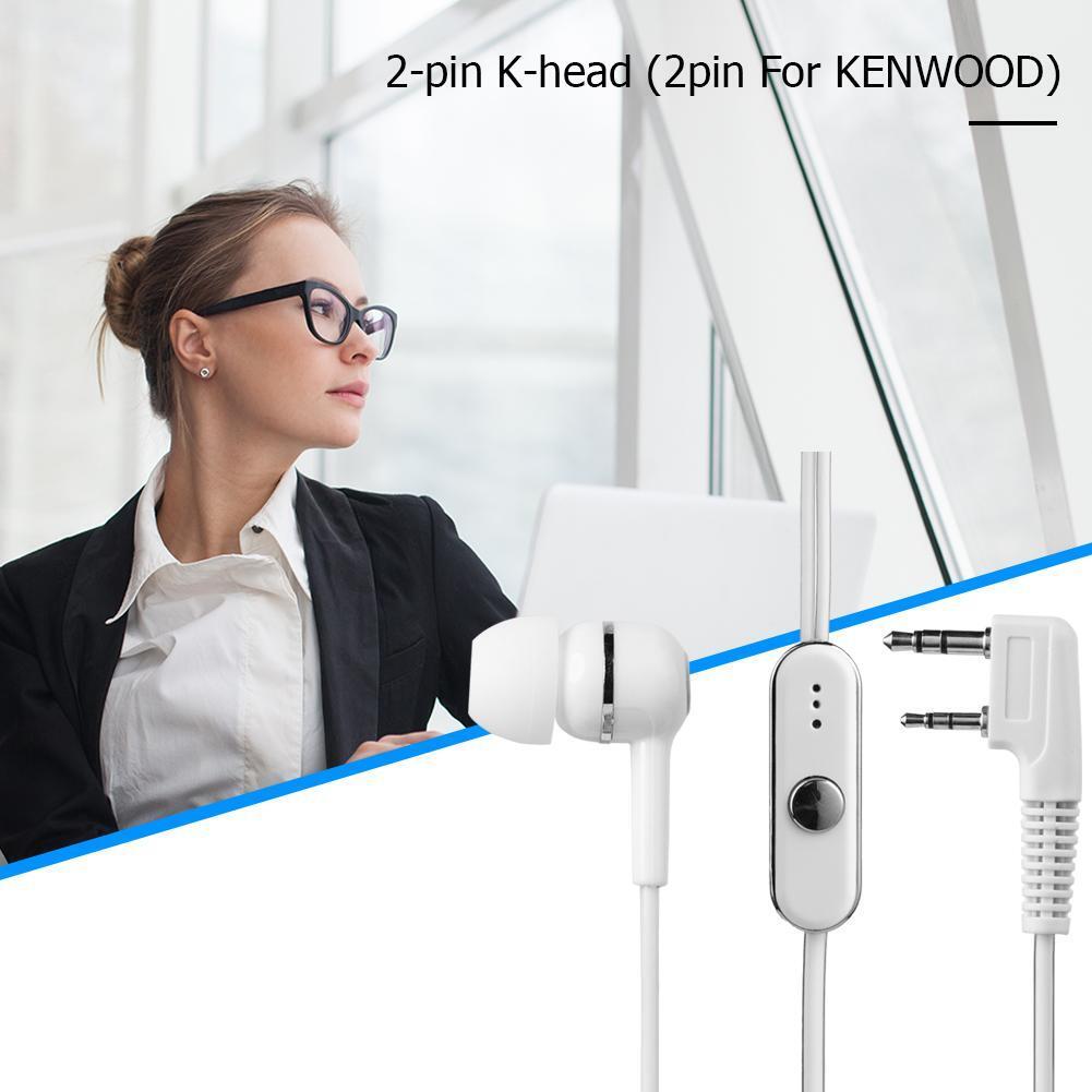 2Pin Dual Earphone Earpiece Mic PTT for BAOFENG KENWOOD Radio Walkie Talkie