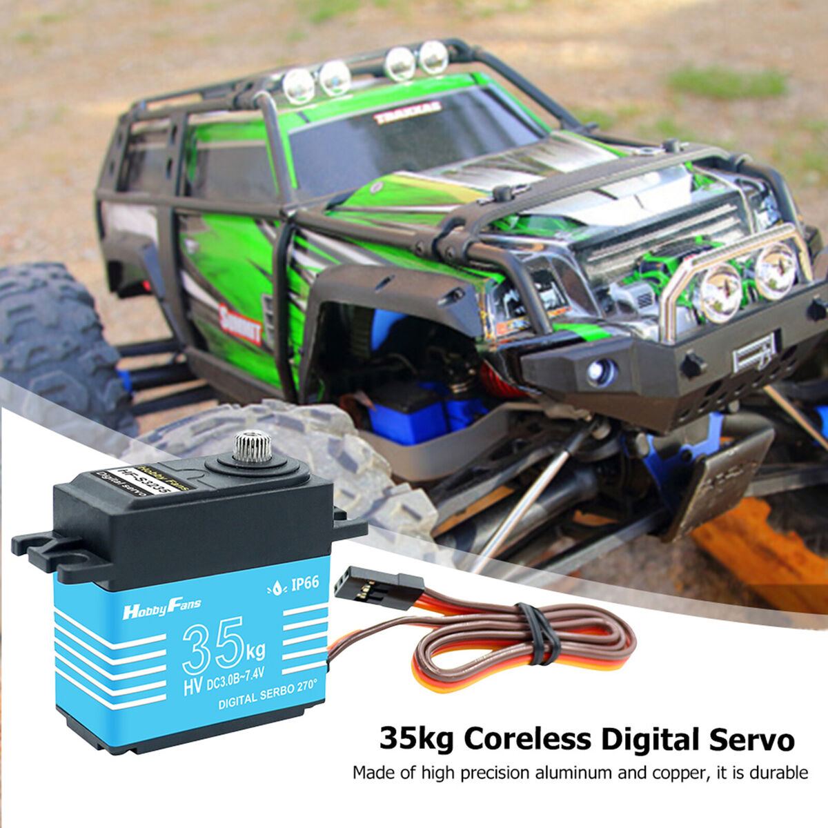Waterproof 35kg Digital Servo 25T Arm Kits for 1/10 1/8 RC Crawler Car Blue