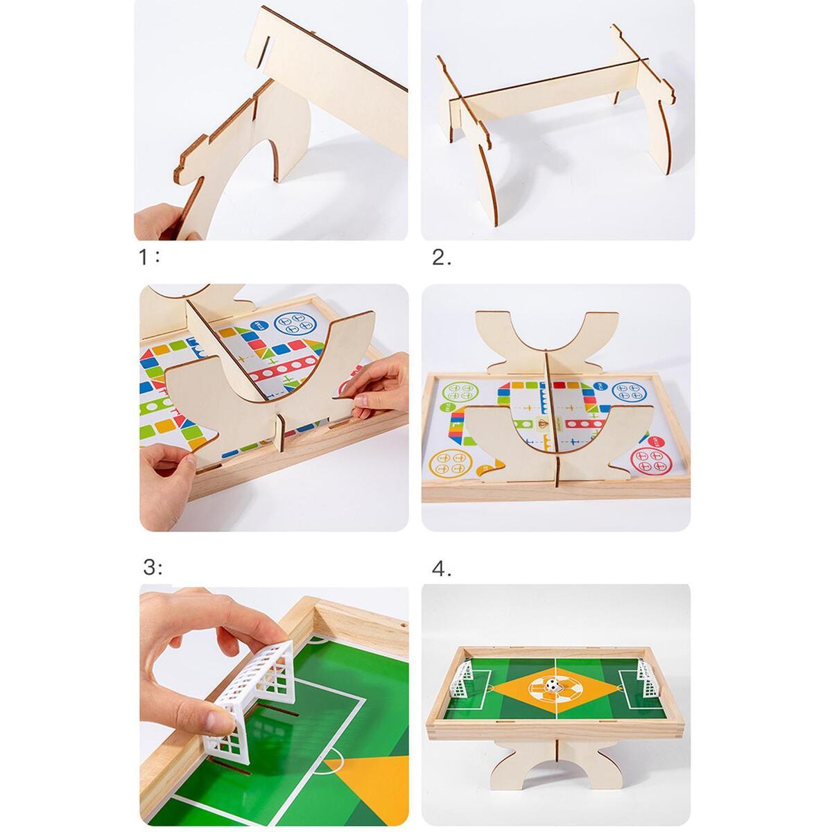 Wooden Tabletop Football Game Flying Chess Table Top Soccer for Children