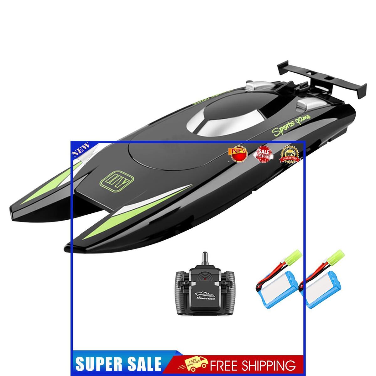 25km/h RC Boat 2.4GHz High Speed 4CH Remote Control Racing Ship (Black C)