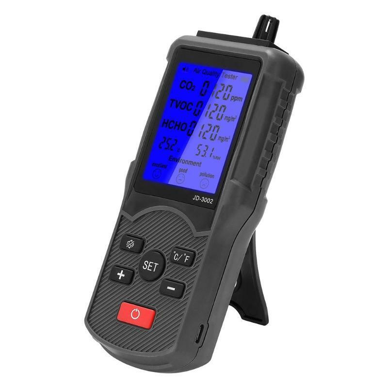 LCD Temperature Humidity  Multifunctional Air Quality Tester CO2 TVOC Meter