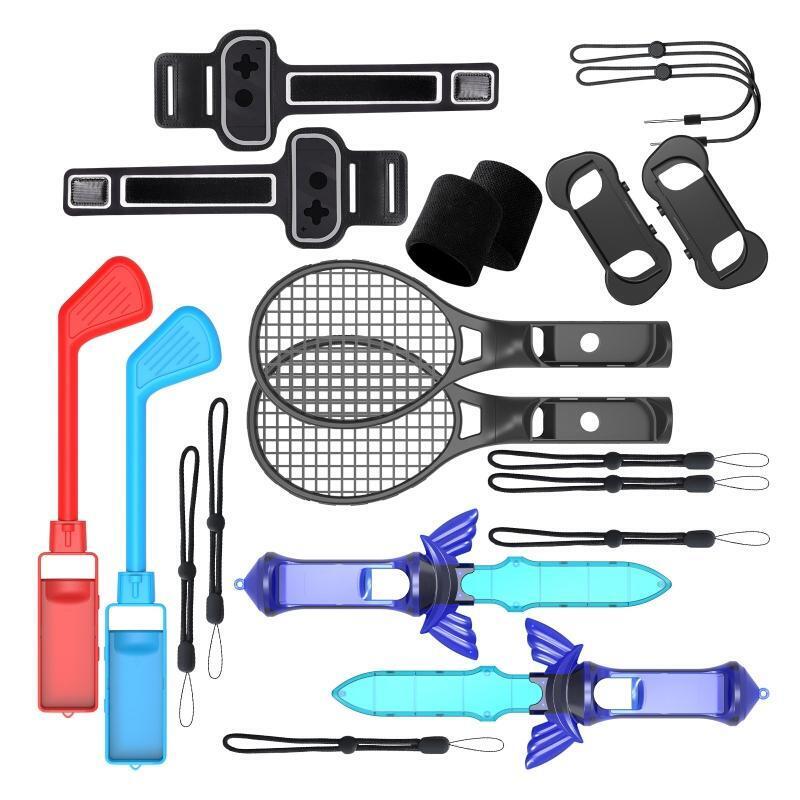 Switch Sports Game Accessories Set with Leg Strap Wrist Band Grip Rocket Sword