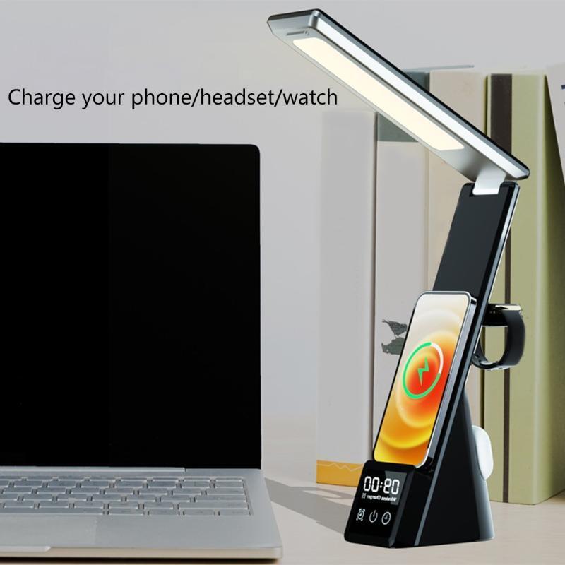 Eye Protect Study Business Light Desktop Wireless Charger LED Clock Three In One
