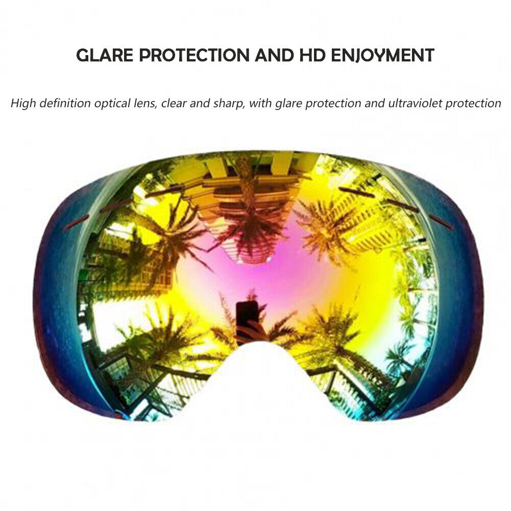 Ski Goggles Anti-Fog Snowboard UV Protection Sports Glasses (Red Lens)