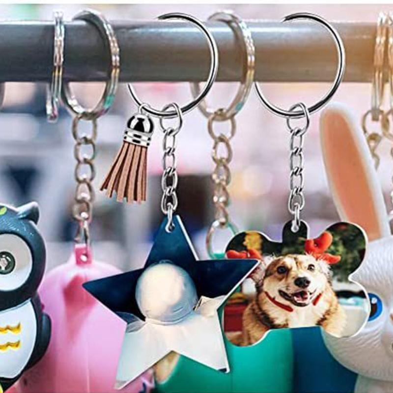 Tassels Metal Decoration Keyrings Acrylic Transparent Blank Set for DIY Projects