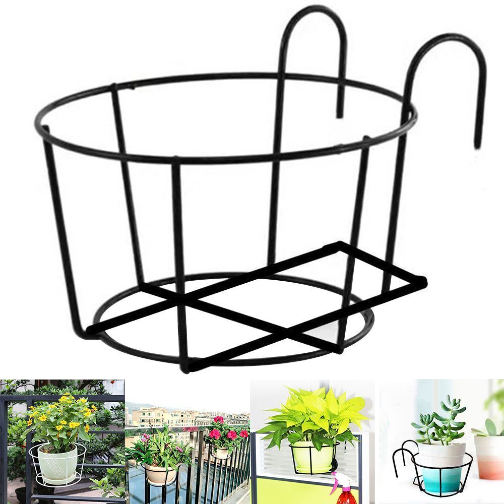 Home Decor Railings Hanging Flower Pot Rack Balcony Planter Pot Stand Guardrail