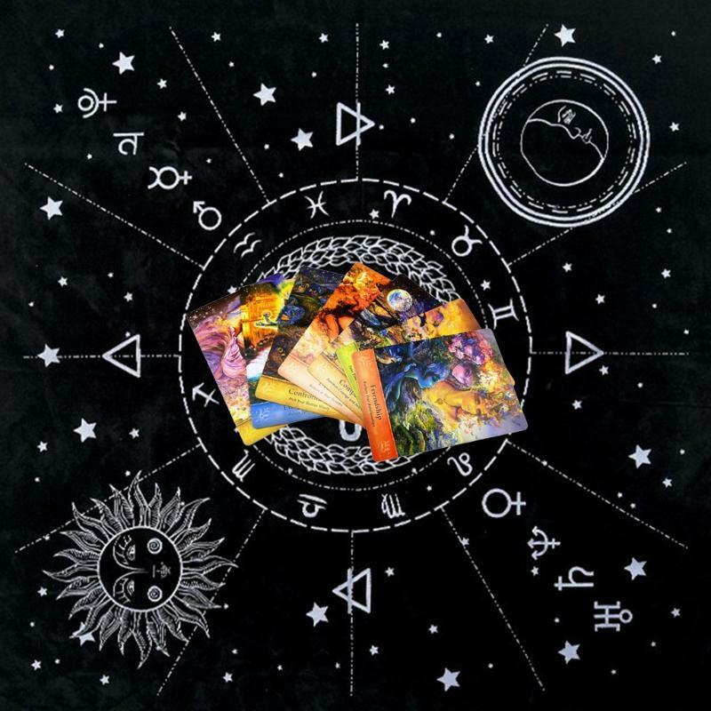 12 Constellations Tarot Card Tablecloth Velvet Divination Altar Cloth Board Game