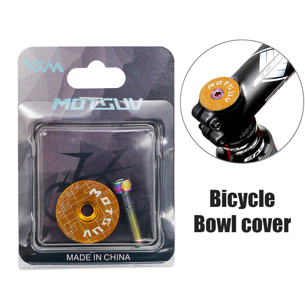 MTB Bike Headset Cover w/ Screw Bicycle Fork Tube Stem Cap Covers (Yellow)