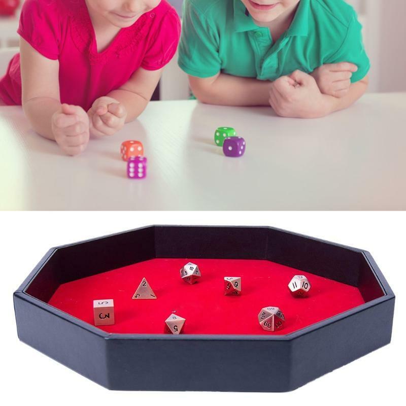 Octagonal Dice Tray Key Wallet Coin Tray Desktop Storage Box PU Leather Dice