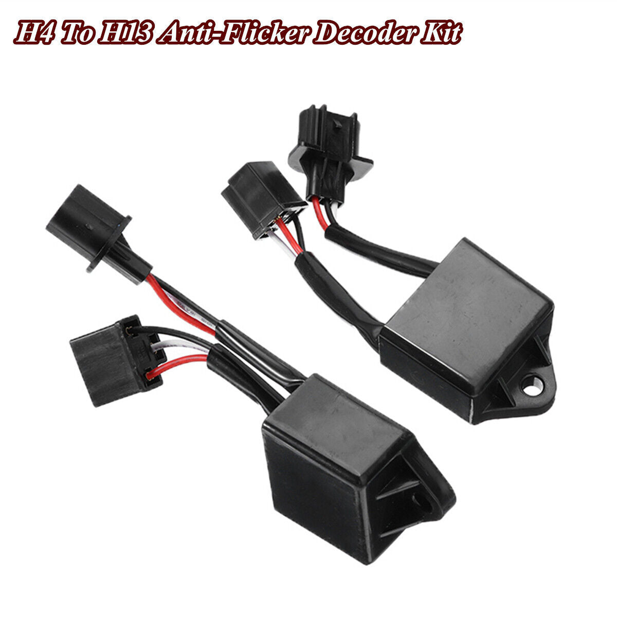 2 Pcs Canbus Relay H4 to H13 Anti Flicker Harness Decoder Kit For LED Headlight