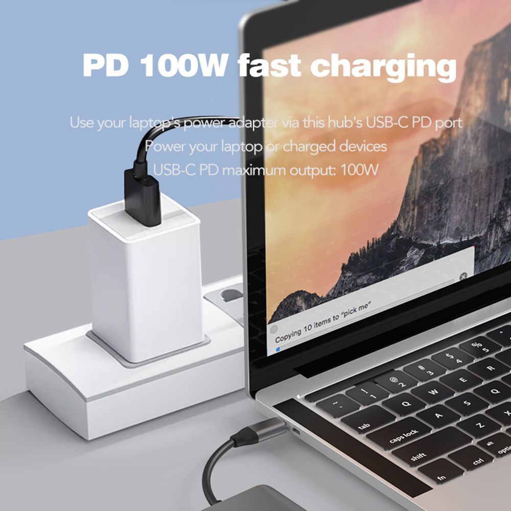 Jack Gigabit Ethernet USB Type-C Hub Docking Station 8K Dual HDMI For Laptop PC