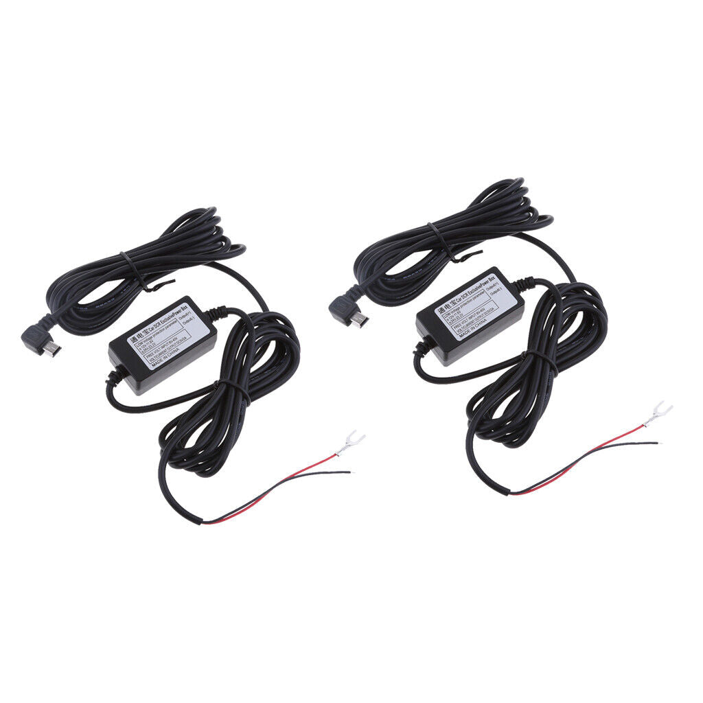 2Pieces  Hardwire Kits 12/24V to 5V 1.5A Mini USB Angled Cable