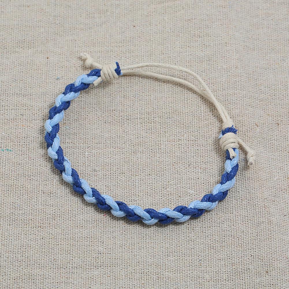 Colorful Weave Bracelet Ethnic Knit Rope Bangles Jewelry Gift (Dark Blue)