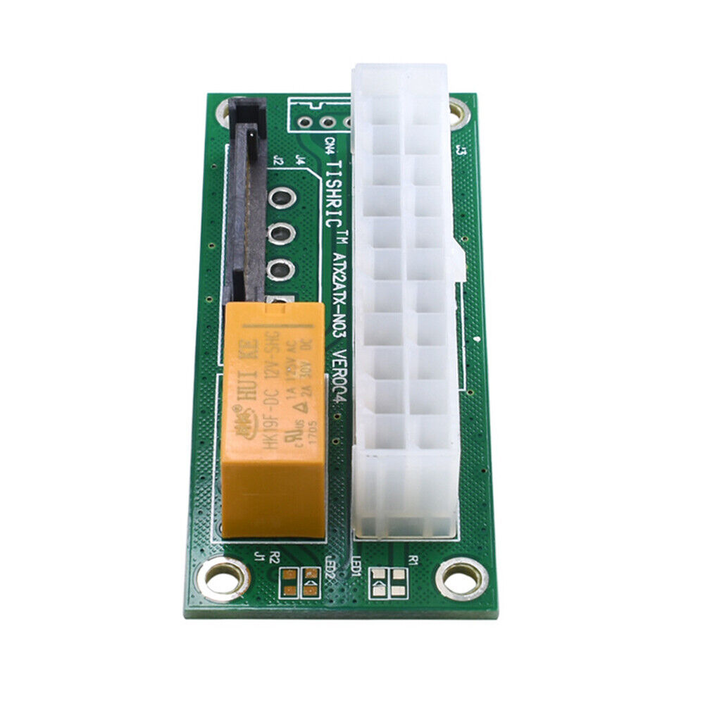 10pcs Add2psu ATX 24Pin to SATA Dual PSU Power Supply Sync Adapter (Green)