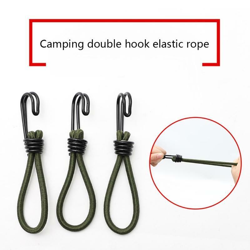 5 Pcs Elastic Tent Ropes Buckle Ground Nail Strap Camping Canopy Fixed Hook Cord
