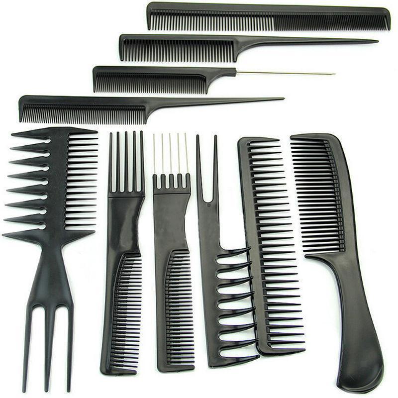 10pcs Black Professional Salon  Styling Comb Brushes