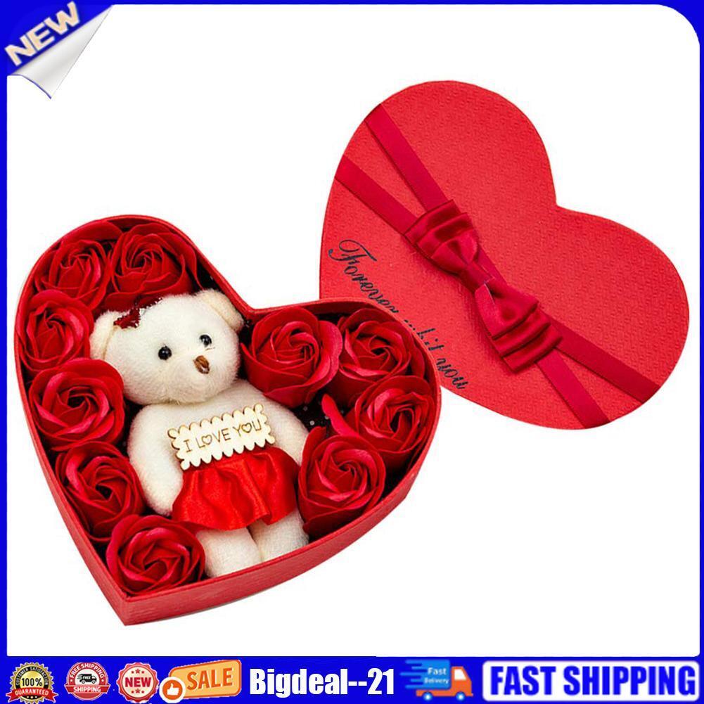 10pcs Rose Flowers Bear Gift Box Xmas Birthday Valentine Wedding Gifts