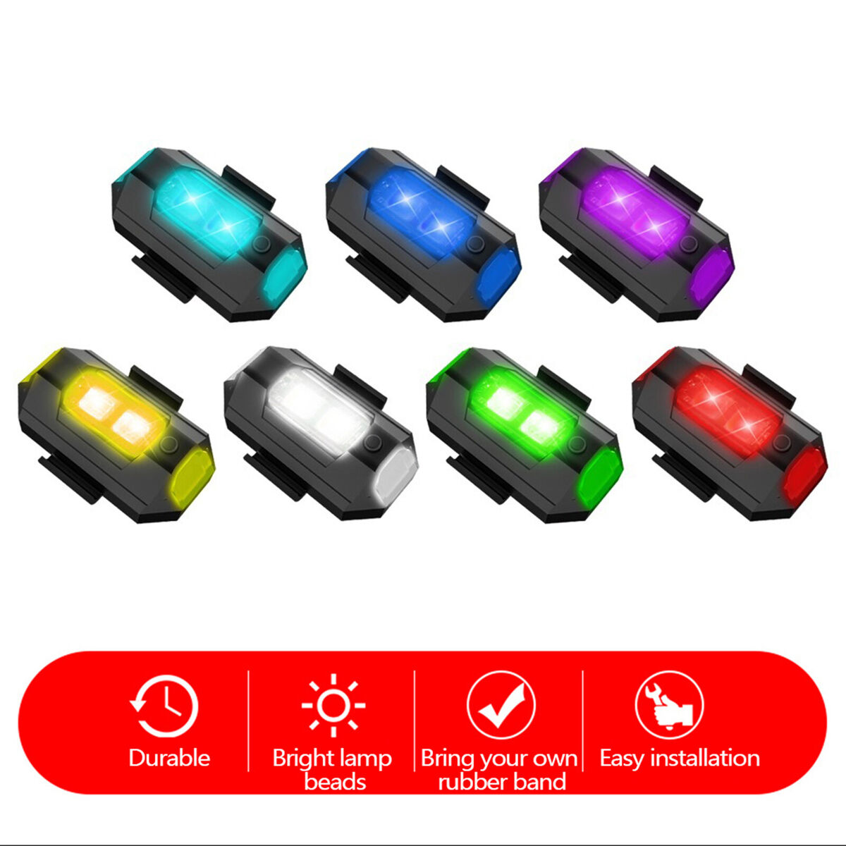 LED Emergency Strobe Lights Kit 7 Colors Aircraft Pilot Light for Car SUV