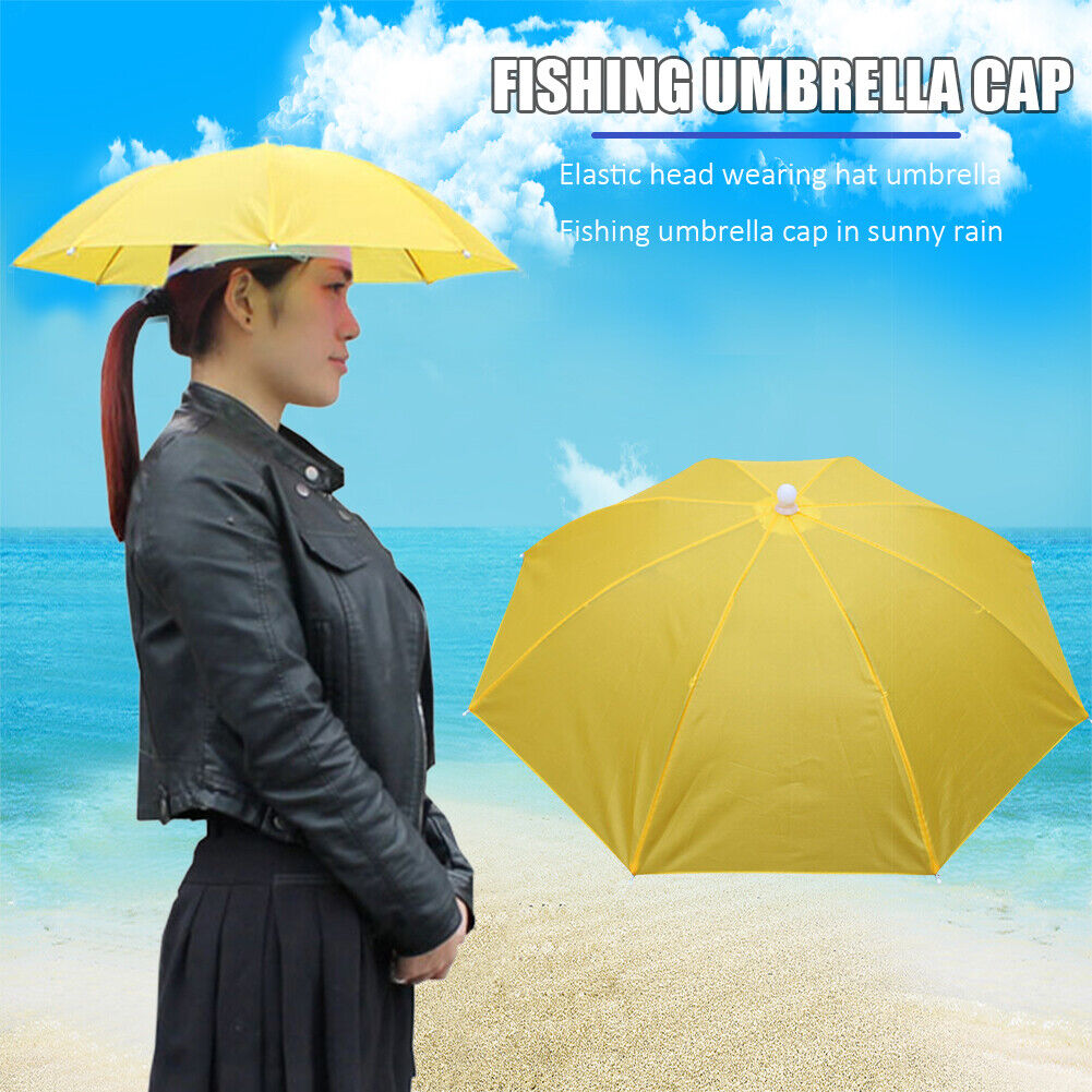 Fishing Umbrella Hat Foldable Outdoor Sun Shade Waterproof Cap (Yellow)