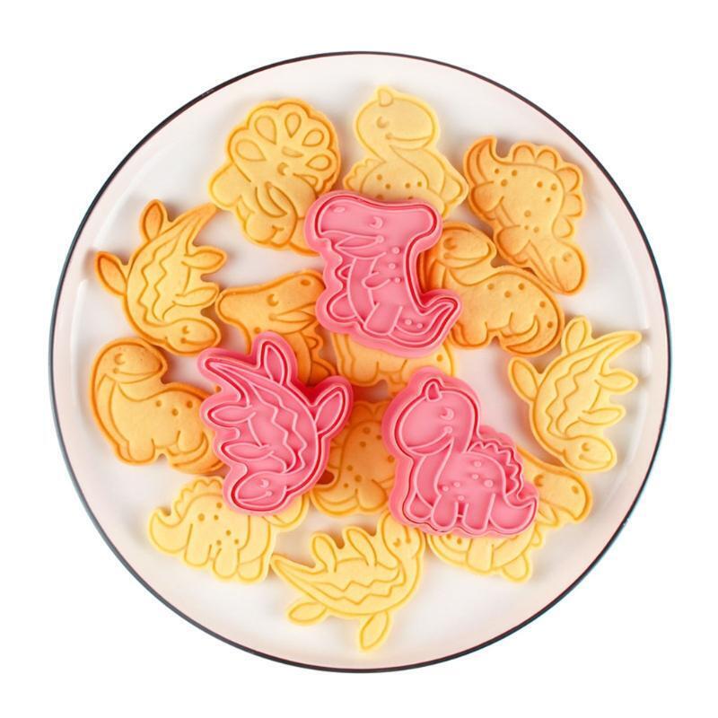6 Pcs Cartoon Bakeware Cake Mold Baking Supplies Dinosaur Theme Shape Household