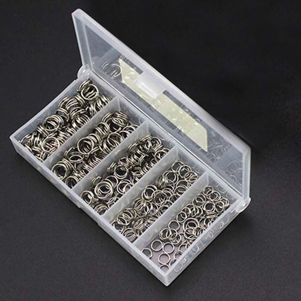 250pcs 5-Size High-carbon Steel Fishing Split Rings Double Loop Connectors