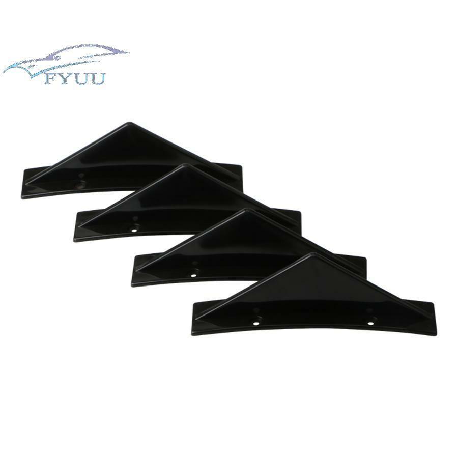 4x Universal Black Car Rear Bumper Lip Diffuser Shark Fin Curved With Screws