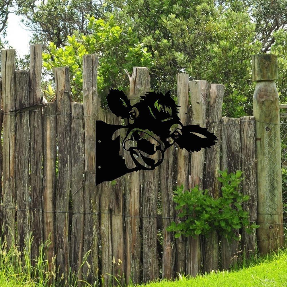 2xFarm Hollow Peeping Cow Balcony Yard Art Hanging Decor Outdoor Statue