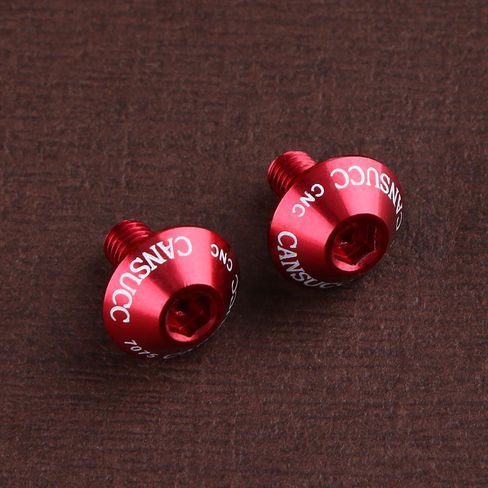 2pcs Aluminum Bicycle Water Bottle Cage Bolt Bottle Holder M5x10mm(Red)