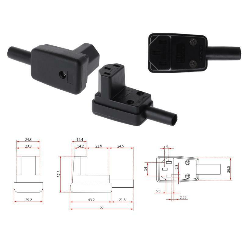 90 Degree Angled IEC 320 C13 Female Plug AC 10A  250V Power Cord Cable Connector
