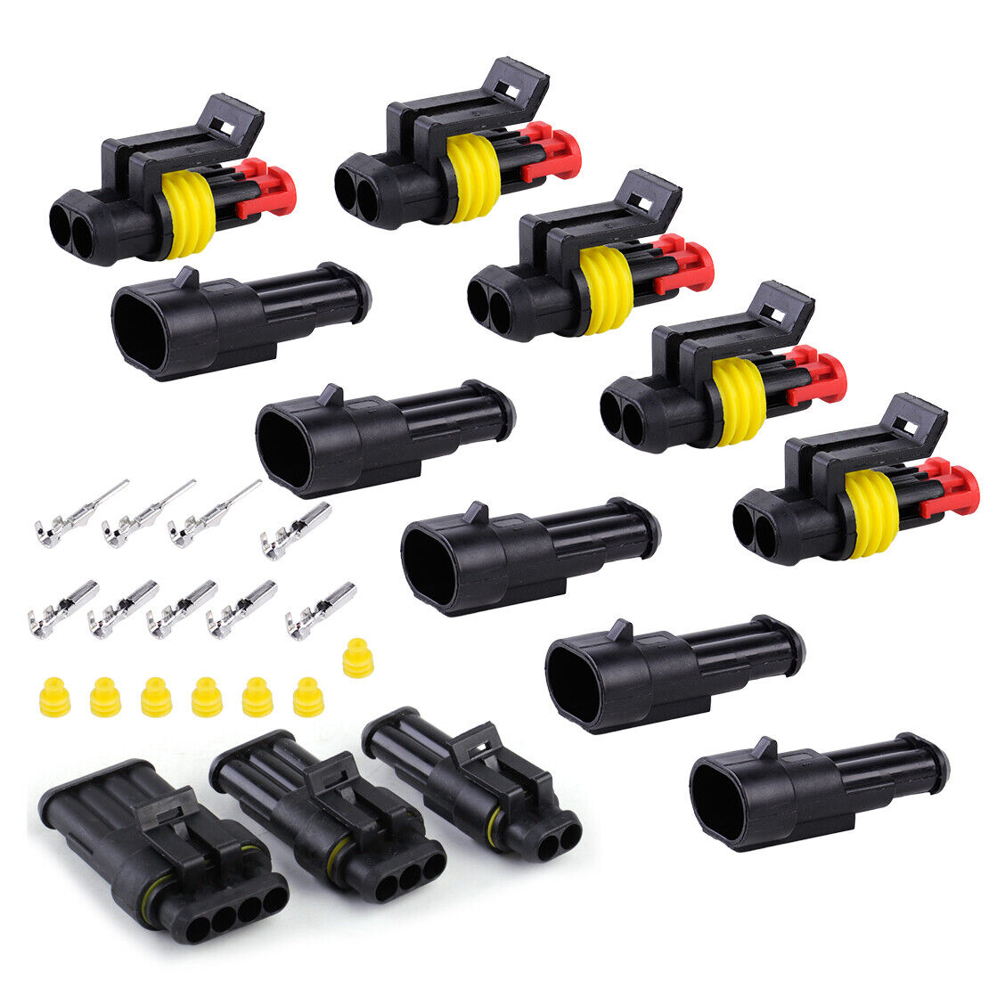15-kit 2/3/4 Pin Way Sealed Waterproof Electrical Wire Connector Plug Motor Li