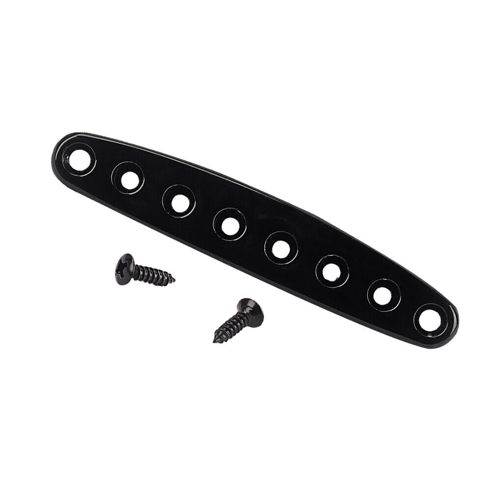 Durable Metal Electric Guitar Bridge Thru Body String Ferrules Plate Black