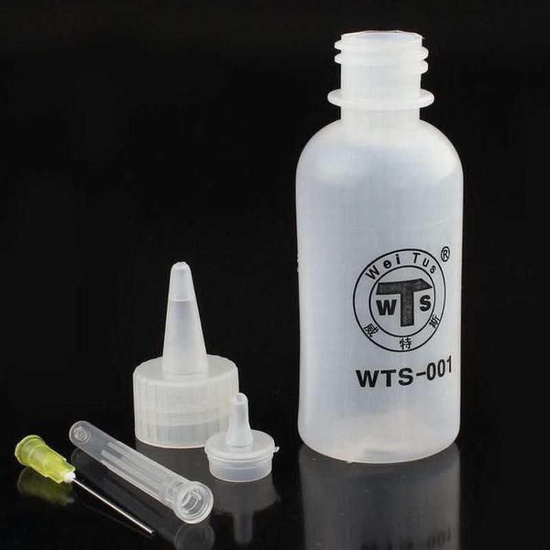 2pcs 50ml Needle Tip Soldering Liquid Flux Alcohol Oil Dispenser Plastic Bottle