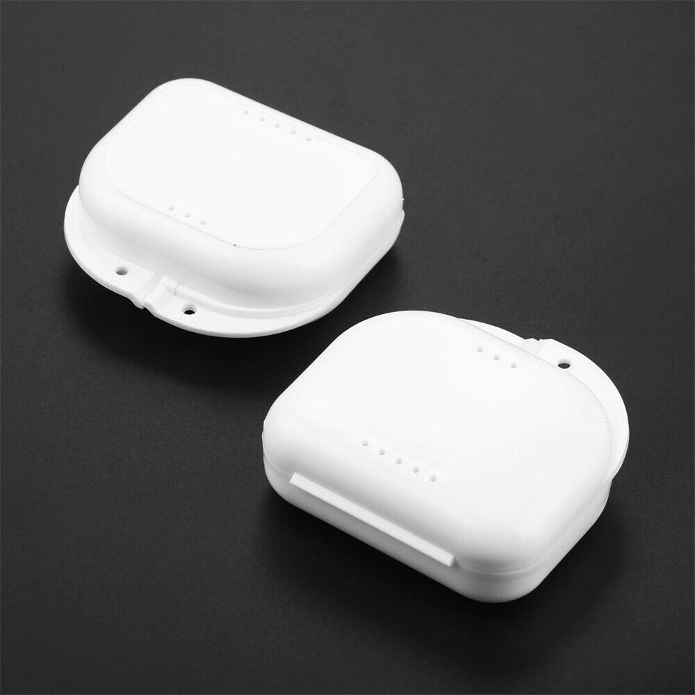 White Dental Orthodontic Retainer Denture Storage Box Mouthguard Tray Container