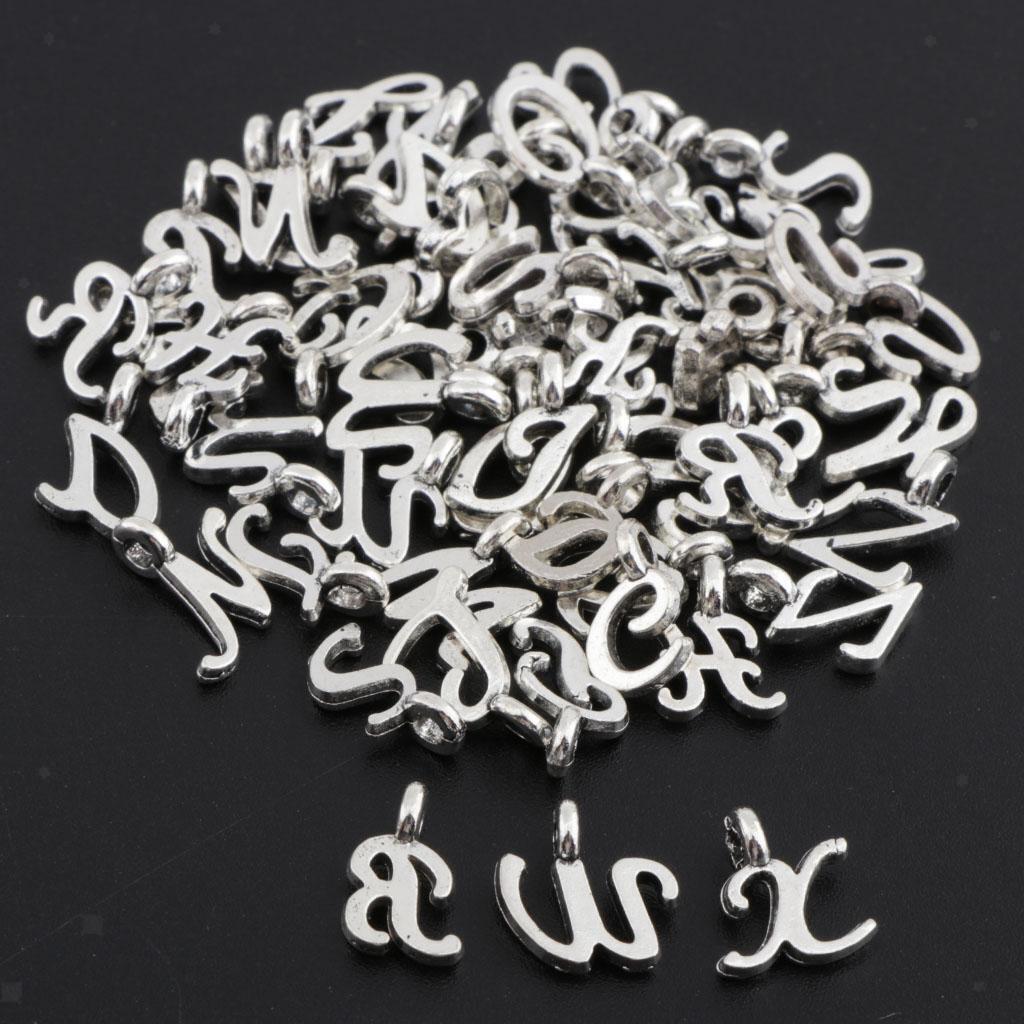 52Pcs Alphabet Letters Charms Pendants for DIY Necklace Jewelry Making Craft