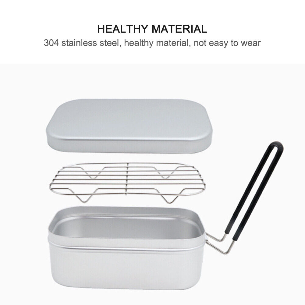 Stainless Steel Lunch Box Camping Picnic Hiking Steaming Rack for Cooking