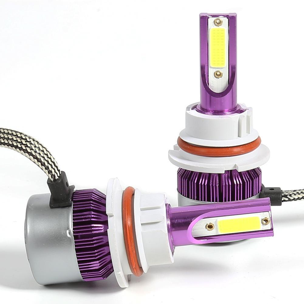 1 Pair COB LED Car Headlight Bulbs 72W Headlamp Fog Light Purple (9004)